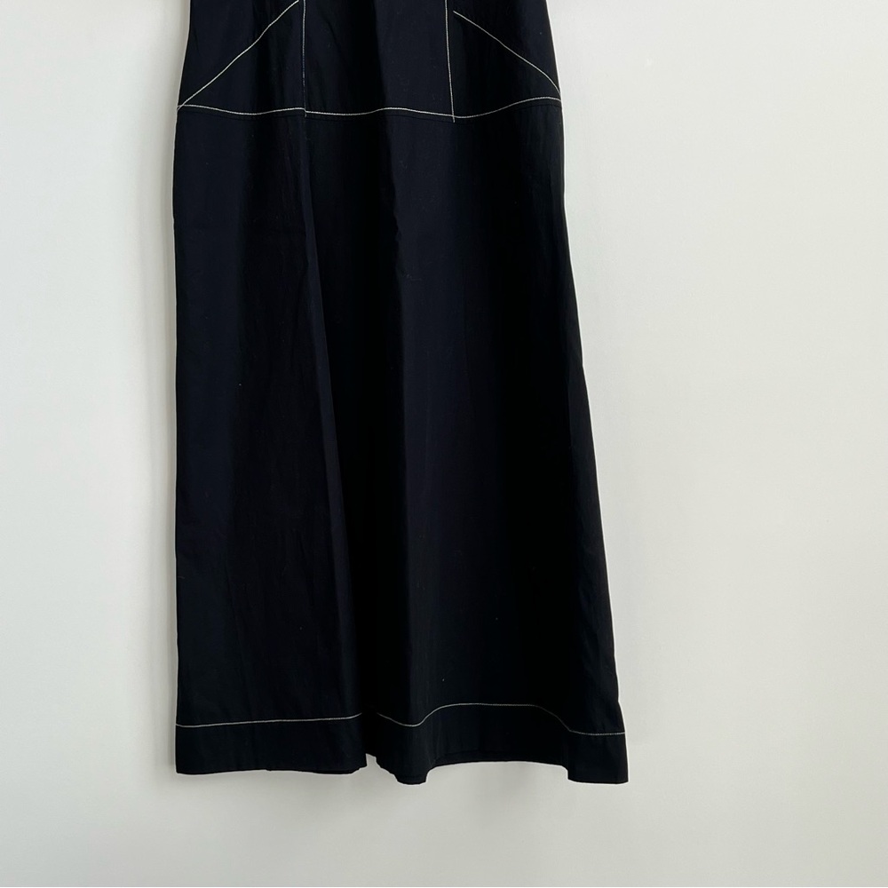 Madewell Puff-Sleeve Drop-Waist Midi Dress Black Minimalist NQ890 8 Cottagecore - Picture 6 of 12